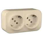 Розетка Legrand Quteo двойная с заземлением Слоновая кость