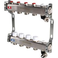 Коллектор Rommer 1"x3/4" на 4 контура с запорными клапанами (нерж. сталь) RMS-3201-000004