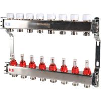 Коллектор Rommer 1"x3/4" на 8 контуров с расходомерами (нерж. сталь) RMS-1200-000008