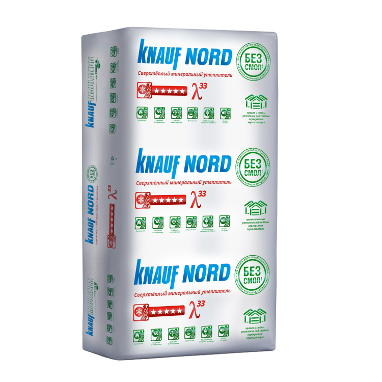 Утеплитель ТеплоКнауф NORD TS033 1250x600х100мм (4,5м2) (0,45м3)