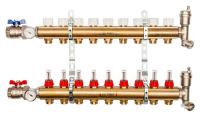 Коллектор Stout 1"x3/4" 9 контуров с расходомерами в сборе из латуни SMB-0473-000009