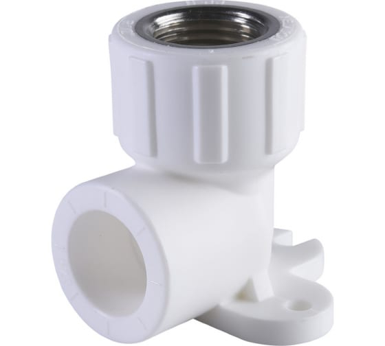 Угольник с внутренней резьбой с креплением ПП 25х1/2 (Белый полипропилен)
