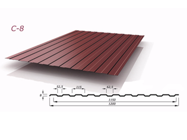 Профнастил коричневый RAL 8017 С8