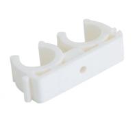 Двойное крепление Kalde 20 полипропиленовое для труб (цвет белый) 3592-bck-202200