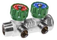 Коллектор FAR 3/4"x1/2" на 2 выхода «евроконус» (ВР-НР) FK 3821 3412