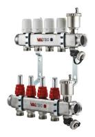 Коллекторный блок Valtec 1"х3/4" 7 выходов с расходомерами (нерж. сталь) VTc.586.EMNX.0607