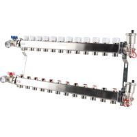 Коллектор Rommer 1"x3/4" на 12 контуров с запорными клапанами в сборе (нерж. сталь) RMS-3210-000012