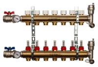 Коллектор Stout 1"x3/4" 7 контуров с расходомерами в сборе из латуни SMB-0473-000007