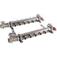 Коллектор Rommer 1"x3/4" на 8 контуров с запорными клапанами в сборе (нерж. сталь) RMS-3210-000008