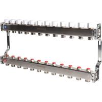 Коллектор Rommer 1"x3/4" на 12 контуров с запорными клапанами (нерж. сталь) RMS-3200-000012