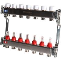 Коллектор Rommer 1"x3/4" на 7 контуров с расходомерами (нерж. сталь) RMS-1200-000007