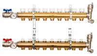 Коллектор Stout 1"x3/4" 9 контуров для радиаторного отопления из латуни SMB-0468-000009