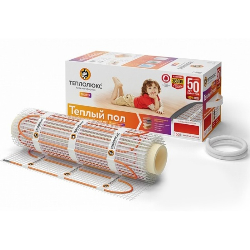 Теплый пол мат 5м2 нагревательный Теплолюкс Tropix MHH 800 Вт 