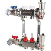 Коллектор Rommer 1"x3/4" на 2 контура с расходомерами в сборе (нерж. сталь) RMS-1210-000002
