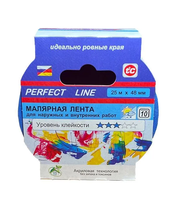 Скотч малярный 25мм*25м Perfect line синяя