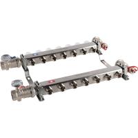Коллектор Rommer 1"x3/4" на 7 контуров с запорными клапанами в сборе (нерж. сталь) RMS-3210-000007