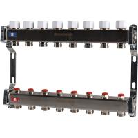 Коллектор Rommer 1"x3/4" на 8 контуров с запорными клапанами (нерж. сталь) RMS-3200-000008