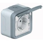 Legrand Plexo Серый Розетка с/з с крышкой, винтовой зажим, накладная, в сборе IP55