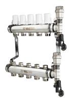 Коллекторный блок Valtec 1"х3/4" 6 выходов (нерж. сталь) VTc.588.EMNX.0606