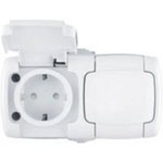 Розетка двойная белый открытой проводки с крышками с/з