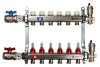 Коллектор Stout 1" x 3/4" на 6 контуров с расходомерами в сборе (нерж. сталь) SMS-0907-000006