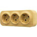 Розетка тройная с заземлением и защ. шторками Legrand Quteo Cосна