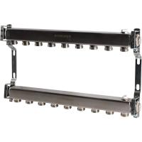 Коллектор Rommer 1"x3/4" на 9 контуров для радиаторной разводки (нерж. сталь) RMS-4401-000009