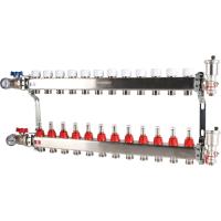 Коллектор Rommer 1"x3/4" на 12 контуров с расходомерами в сборе (нерж. сталь) RMS-1210-000012