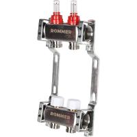 Коллектор Rommer 1"x3/4" на 2 контура с расходомерами (нерж. сталь) RMS-1200-000002