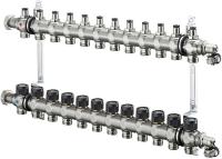 Коллектор Oventrop Multidis SF 1" 12хG 3/4 1404562 (двенадцать контуров) с вентильными вставками