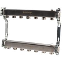 Коллектор Rommer 1"x3/4" на 7 контуров для радиаторной разводки (нерж. сталь) RMS-4401-000007