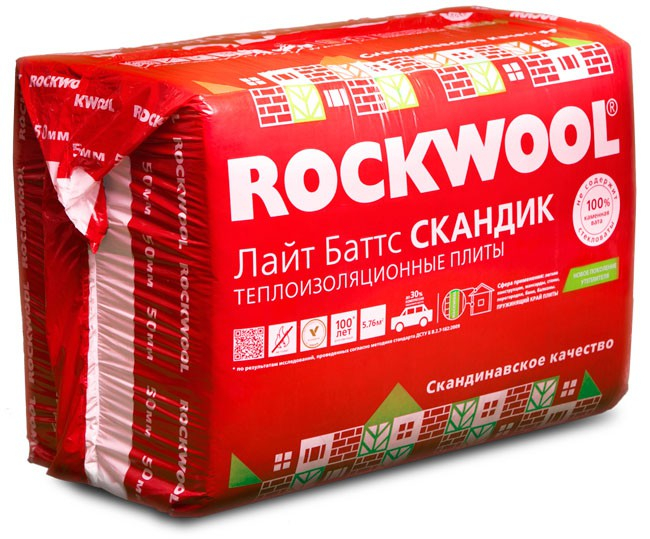 Утеплитель Rockwool Лайт Баттс Скандик 800х600х50мм (5,76м2) (0,288м3)
