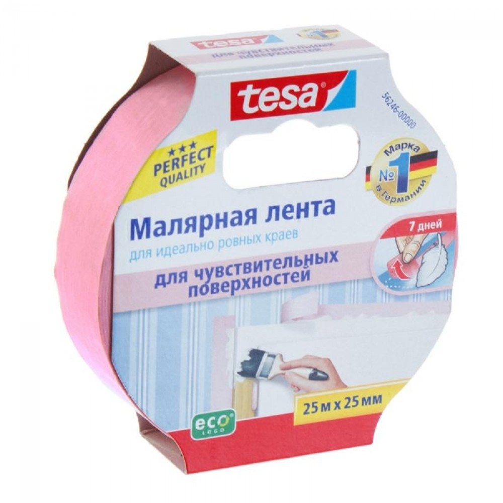 Скотч малярный 25мм*25м tesa розовый