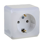 Розетка одинарная белая открытой проводке с/з