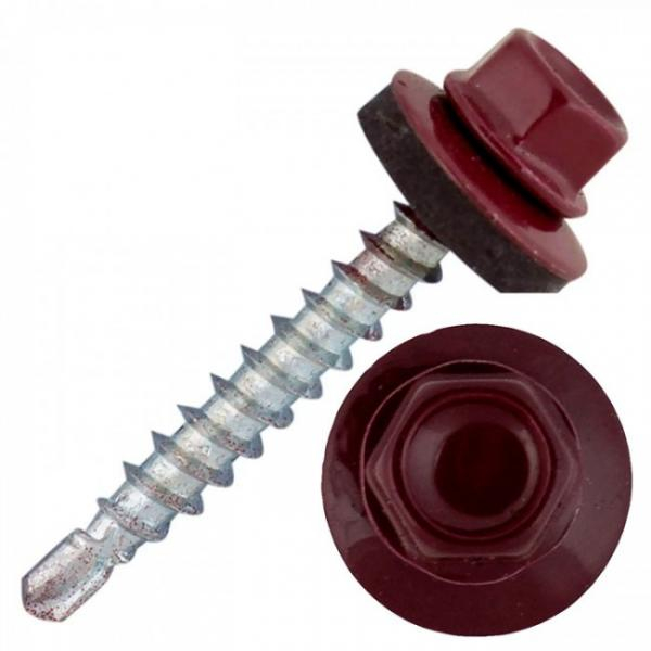 Саморезы кровельные 4,8х38 сверло RAL3005 винно-красный