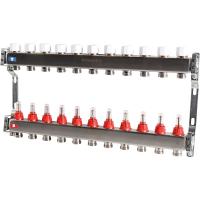 Коллектор Rommer 1"x3/4" на 11 контуров с расходомерами (нерж. сталь) RMS-1200-000011