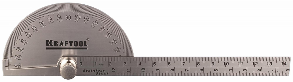Транспортир с линейкой KRAFTOOL 200мм из нержавеющей стали 