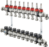 Коллектор Oventrop Multidis SF 1" арт. 1404359 (9 контуров) с расходомерами для теплого пола