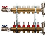 Коллектор Stout 1"x3/4" 6 контуров с расходомерами в сборе из латуни SMB-0473-000006