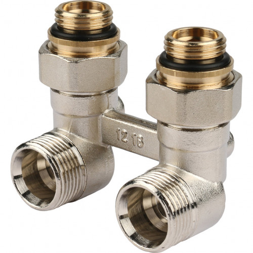 Узел нижнего подключения радиатора 1/2" НР x 3/4" НР, угловой REHAU