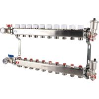 Коллектор Rommer 1"x3/4" на 10 контуров с запорными клапанами в сборе (нерж. сталь) RMS-3210-000010