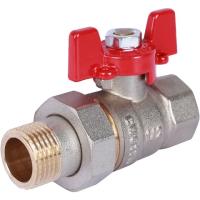 Шаровой кран Rommer с американкой 3/4" ВР/НР, ручка-бабочка (RBV-0005-0510220)