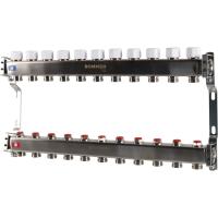 Коллектор Rommer 1"x3/4" на 11 контуров с запорными клапанами (нерж. сталь) RMS-3200-000011