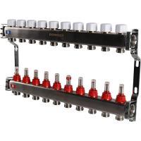 Коллектор Rommer 1"x3/4" на 10 контуров с расходомерами (нерж. сталь) RMS-1200-000010