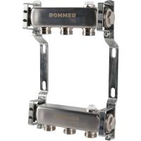 Коллектор Rommer 1"x3/4" на 3 контура для радиаторной разводки (нерж. сталь) RMS-4401-000003
