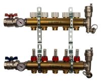 Коллектор Stout 1"x3/4" 5 контуров с расходомерами в сборе из латуни SMB-0473-000005