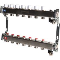 Коллектор Rommer 1"x3/4" на 7 контуров с запорными клапанами (нерж. сталь) RMS-3201-000007