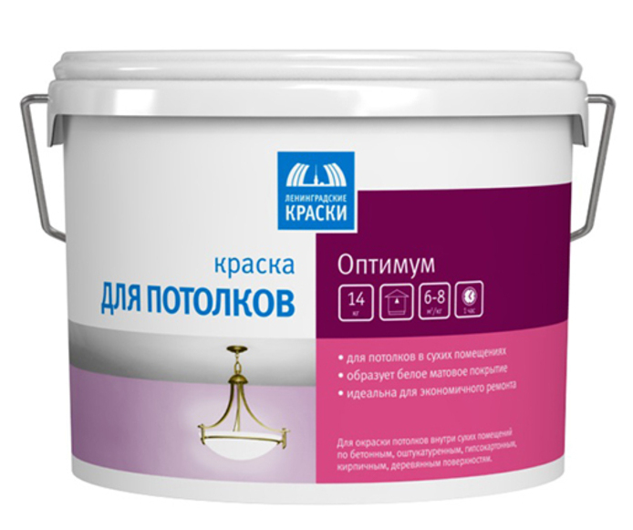 Текс Оптимум Краска для потолков водно-дисперсионная глубокоматовая белая 14кг