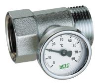 Вставка FAR 1" НР/ВР с термометром (0-80°С) для коллектора хромированная FK 3432 1