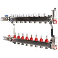 Коллектор Rommer 1"x3/4" на 8 контуров с расходомерами в сборе (нерж. сталь) RMS-1210-000008